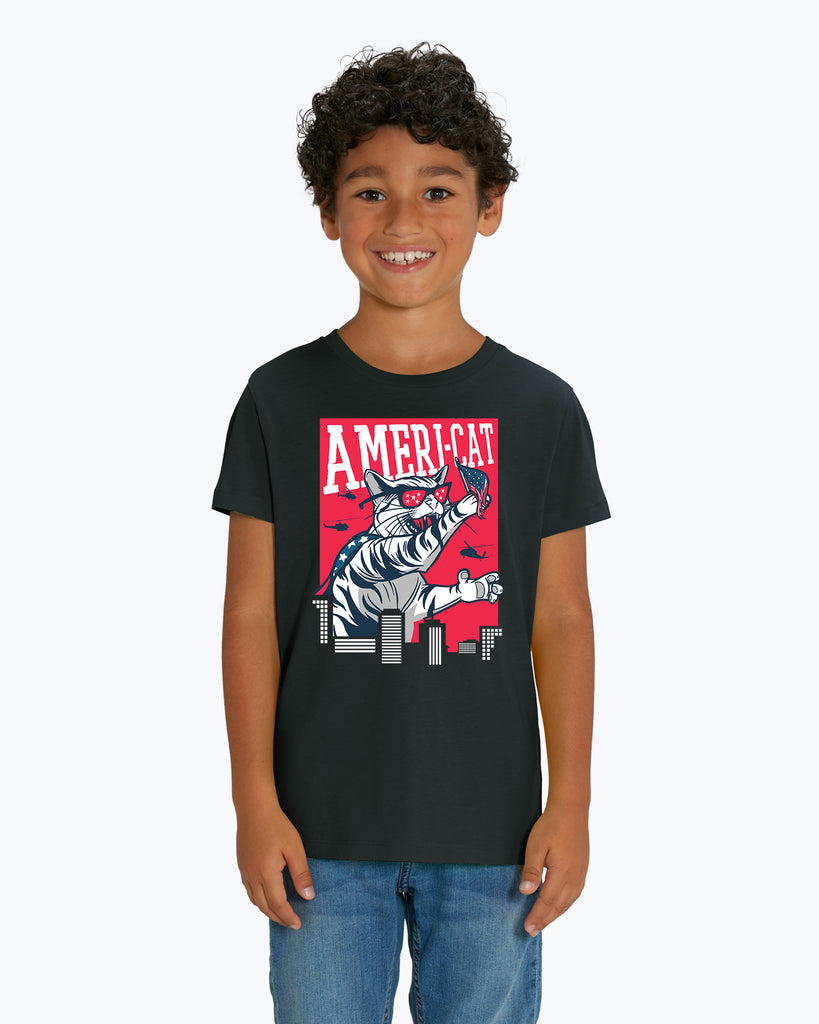 Kids T-Shirt Ameri Cat Black Boy