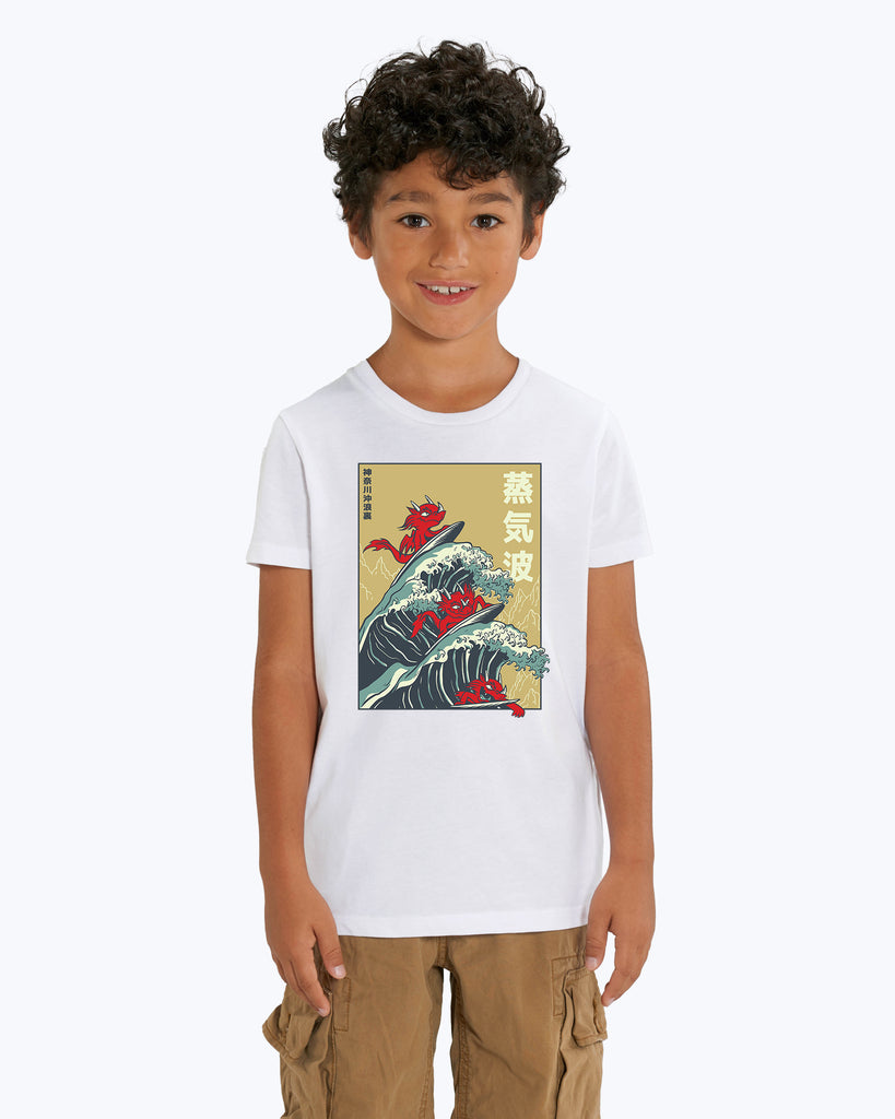 Kids T-Shirt Little Dragons Surfing