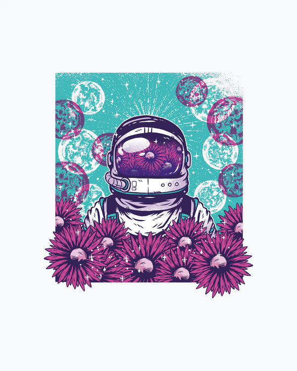 T shirt Floral Astronaut