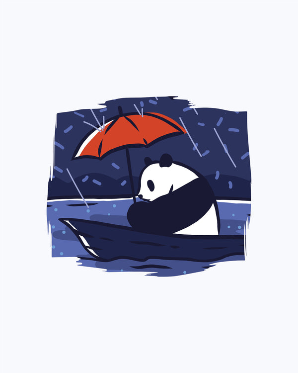 T-shirt Lonely Panda Under The Rain