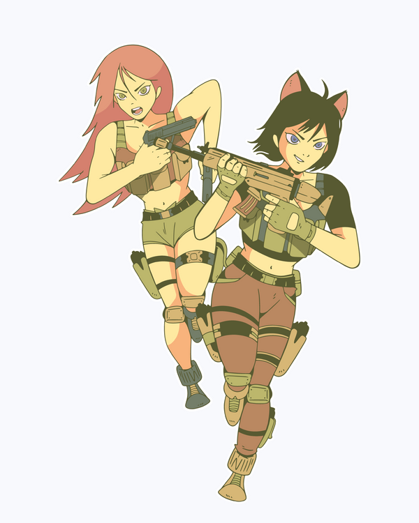 T-shirt Manga Army Girls